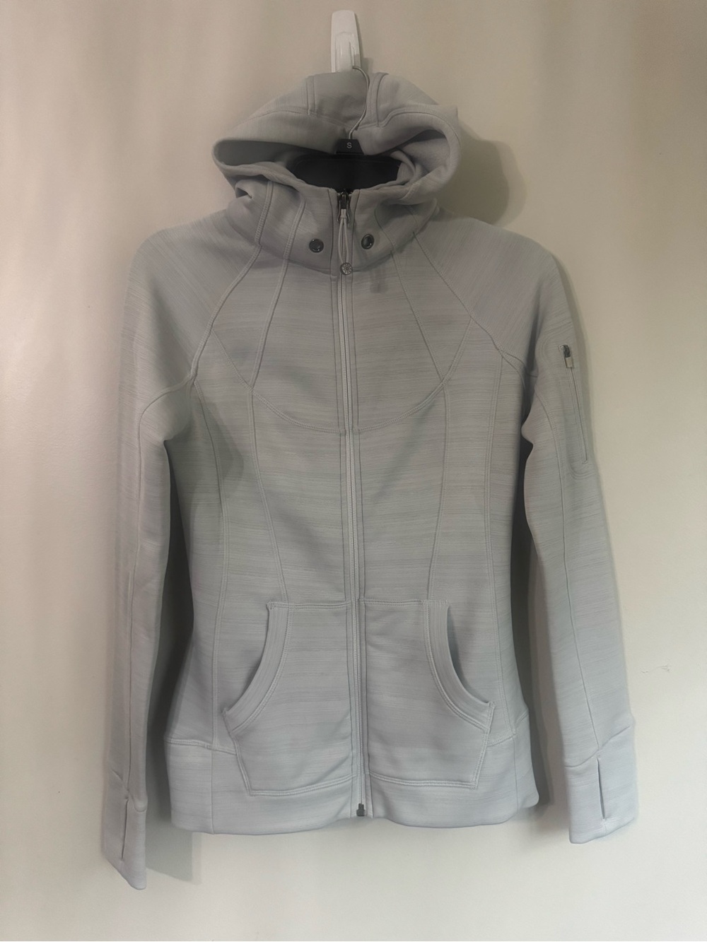 Athleta Light Gray Y2K Style Hooded Zip Utility Jacket | Women’s XS